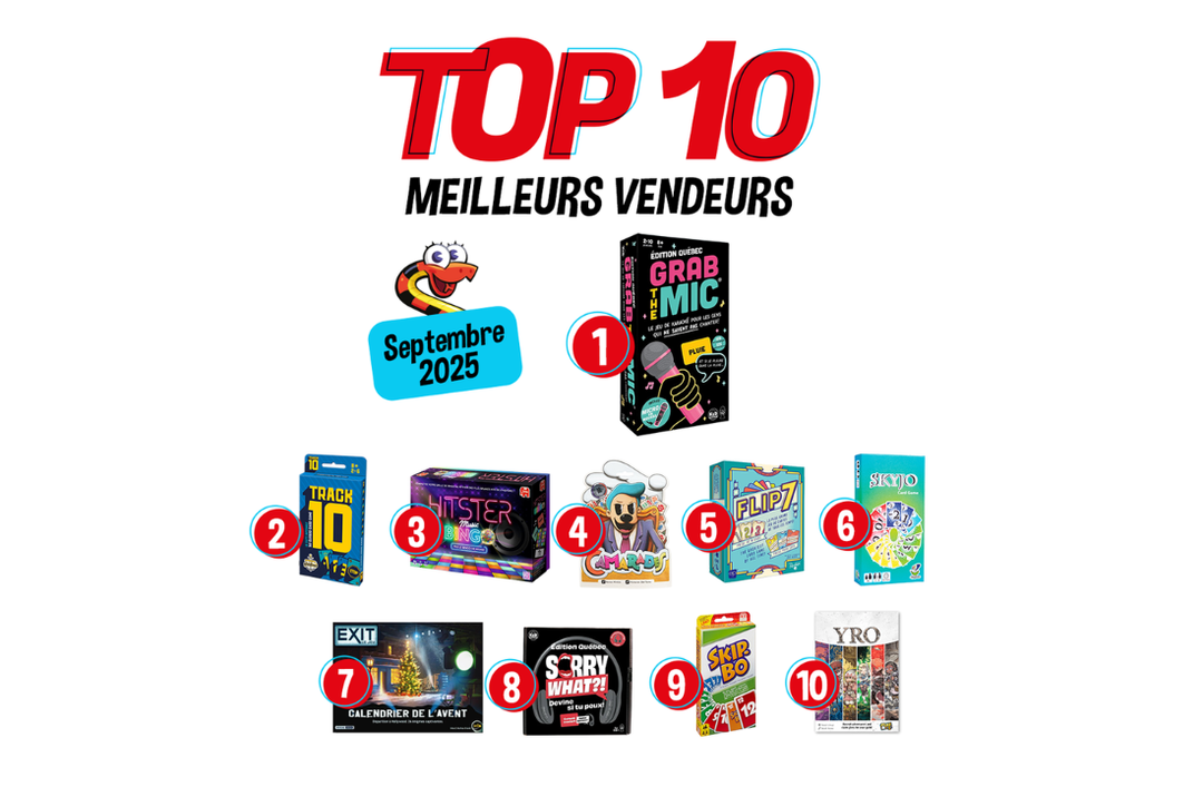 Top 10 des meilleurs vendeurs – Septembre 2025