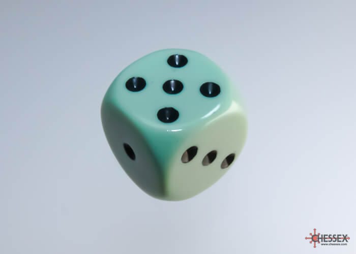 Chessex - 12D6 Opaques verts pastel/noirs Accessoires - Dés - Classiques