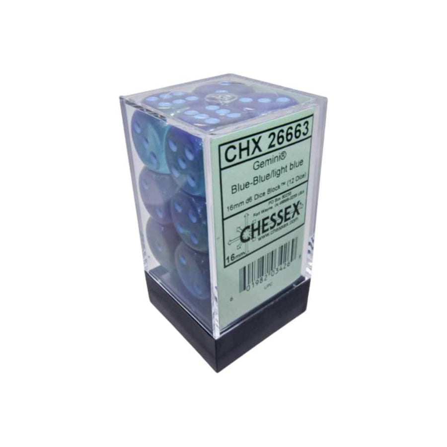 Gemini: 12D6 Blue / Light Blue Luminary Dice Block Accessoires - Dés - Classiques