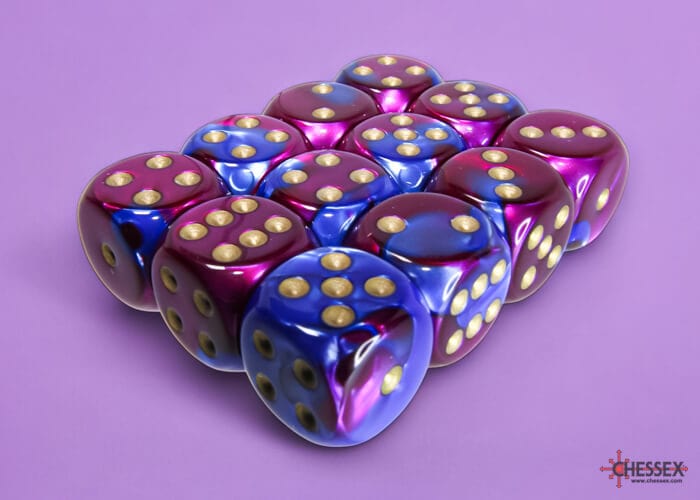 Gemini: 12D6 Blue-Purple/Gold Accessoires - Dés - Classiques