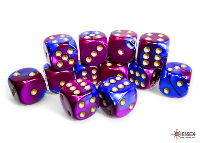 Gemini: 12D6 Blue-Purple/Gold Accessoires - Dés - Classiques