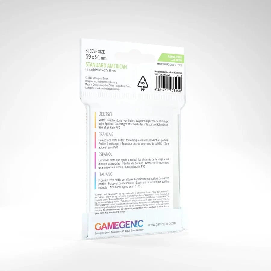 Gamegen!c Board Game Sleeves Matte Standard American - 59 x 91 mm (50) Accessoires - Protecteurs de cartes - Protecteurs (Sleeves) - Américain standard