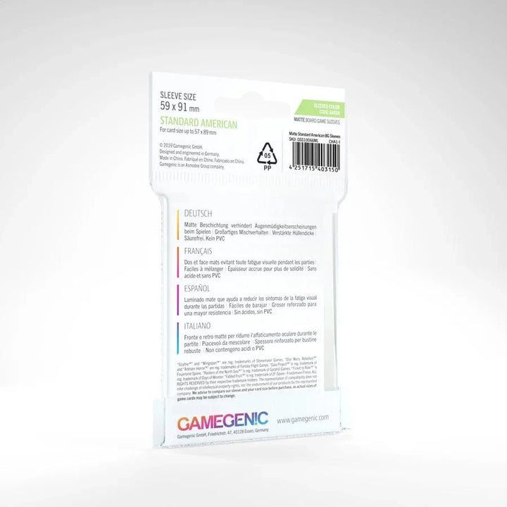Gamegen!c Board Game Sleeves Matte Standard American - 59 x 91 mm (50) Accessoires - Protecteurs de cartes - Protecteurs (Sleeves) - Américain standard