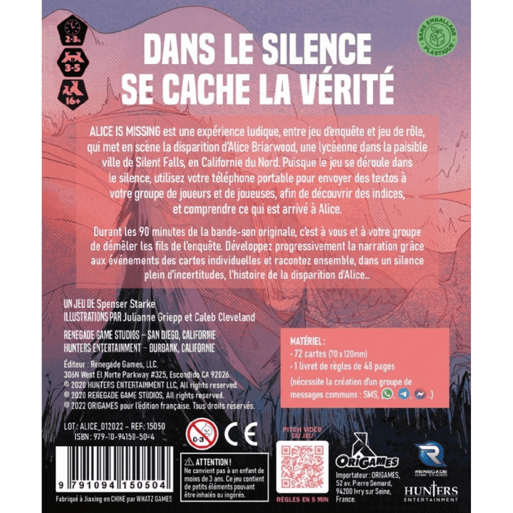 Alice is missing (FR) JEUX - Détective & évasion