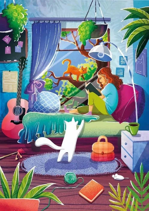 Girl & Cats (Puzzle 1000 pcs) CASSE-TÊTE - 1000 morceaux