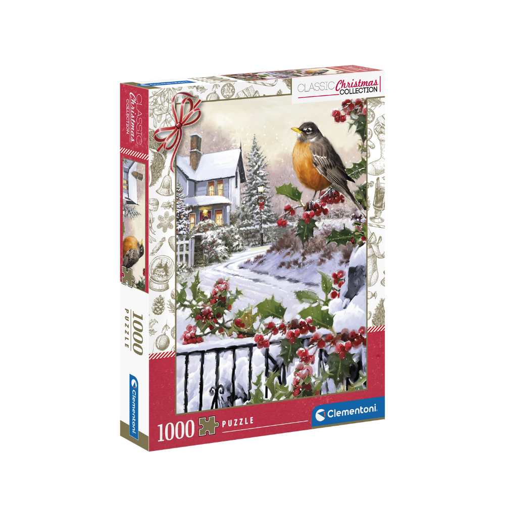 Le rouge-gorge et buissons de houx (1000 pcs) CASSE-TÊTE - 1000 morceaux