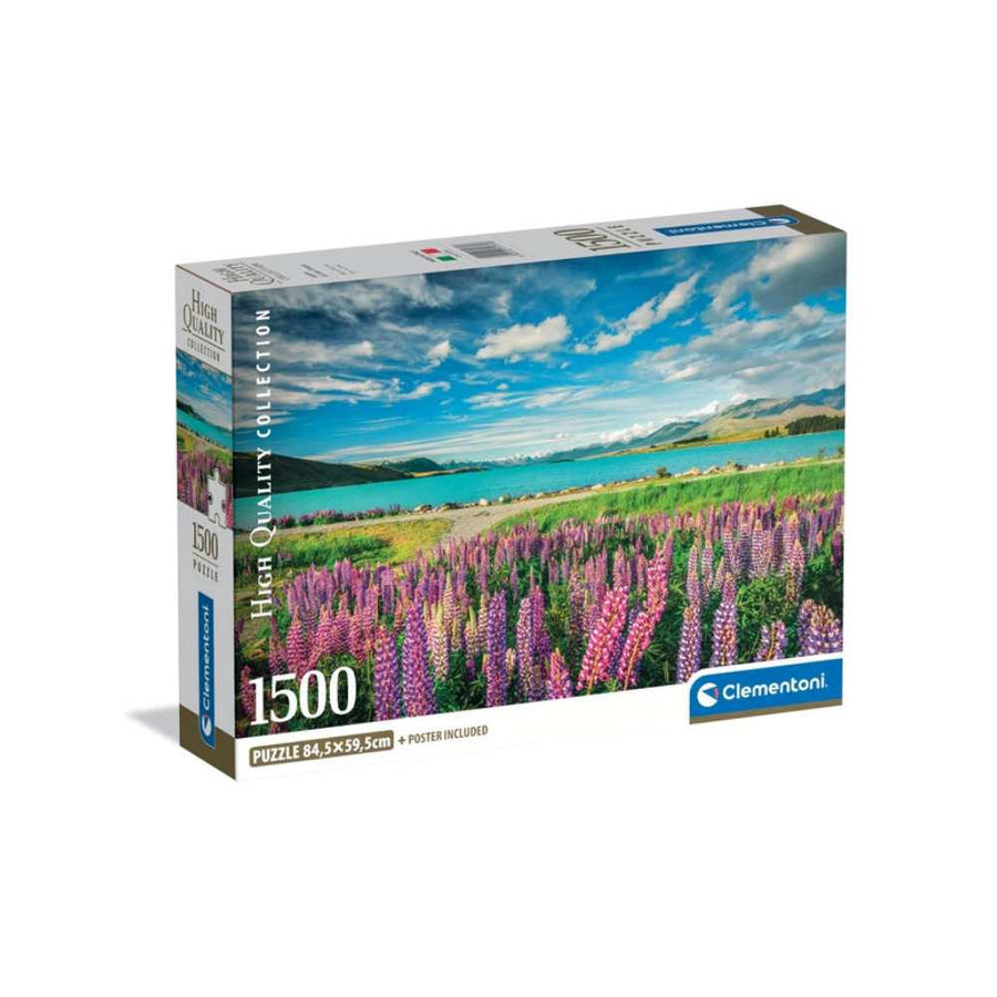 Lupins au lac Tekapo (1500 pcs) CASSE-TÊTE - 1500 morceaux