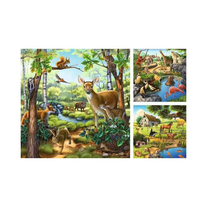 Forest/Zoo/Domestic Anim. (3x49 pcs) CASSE-TÊTE - 25-49 morceaux