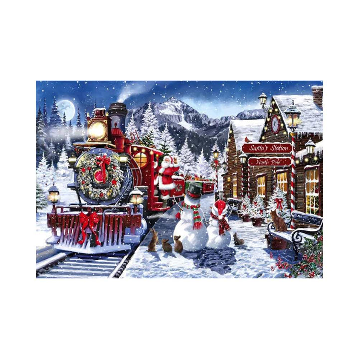 Station de train et bonhommes de neige (500 pcs) CASSE-TÊTE - 400 - 550 morceaux