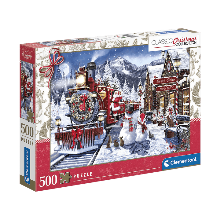 Station de train et bonhommes de neige (500 pcs) CASSE-TÊTE - 400 - 550 morceaux