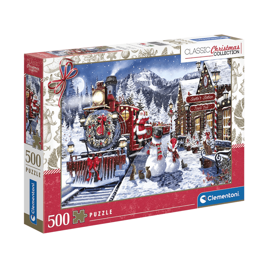 Station de train et bonhommes de neige (500 pcs) CASSE-TÊTE - 400 - 550 morceaux