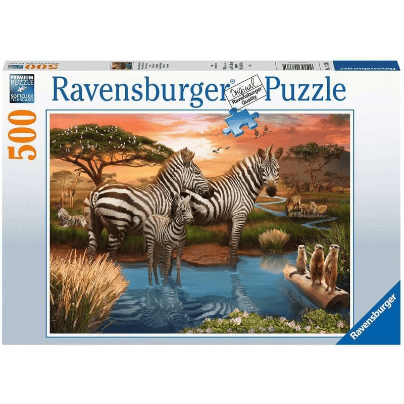 Zebras at the Waterhole (500 pc) CASSE-TÊTE - 400 - 550 morceaux