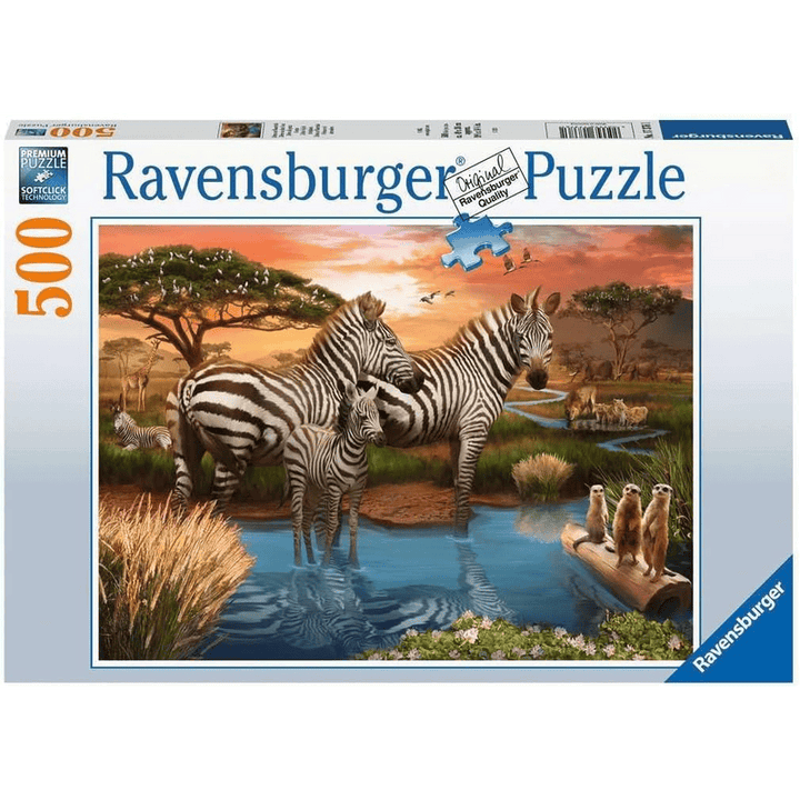 Zebras at the Waterhole (500 pc) CASSE-TÊTE - 400 - 550 morceaux