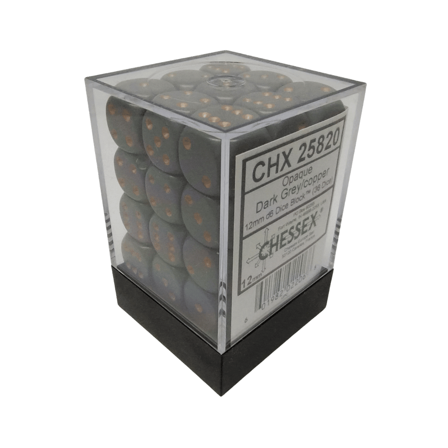 Chessex - 36d6 - Opaque Dark Grey/Copper Accessoires - Dés - Classiques