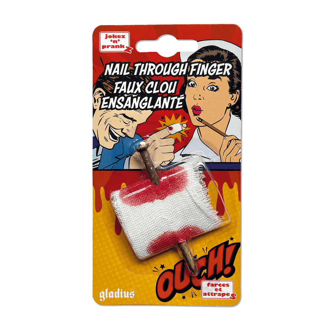 Faux clou ensanglanté | Nail Through Finger PASSE-TEMPS - Farces et attrapes