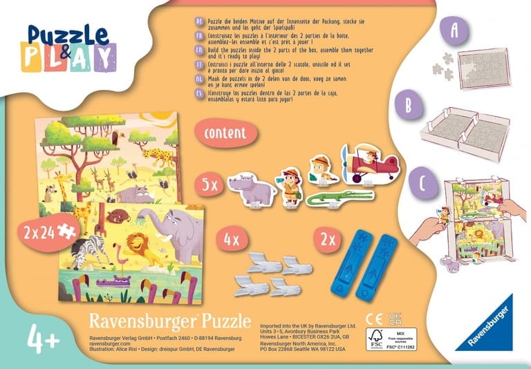 Puzzle 2x24: Puzzle&Play Safari CASSE-TÊTE - 25-49 morceaux
