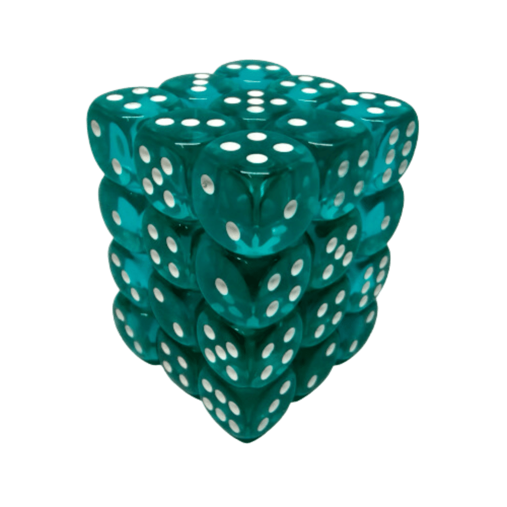 Chessex - 36d6 - Translucent Teal/White