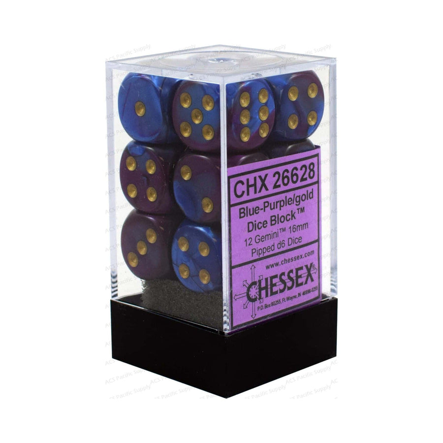 Gemini: 12D6 Blue-Purple/Gold Accessoires - Dés - Classiques
