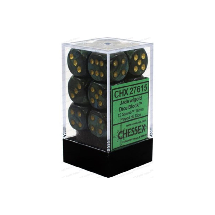 Scarab 12D6 Jade/Gold Accessoires - Dés - Classiques