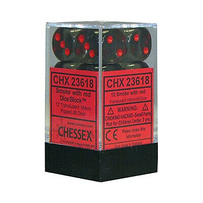 Translucent: 12D6 Smoke/Red Accessoires - Dés - Classiques