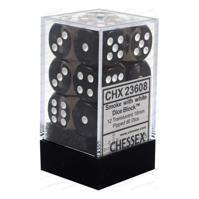 Translucent: 12D6  Smoke/White Accessoires - Dés - Classiques