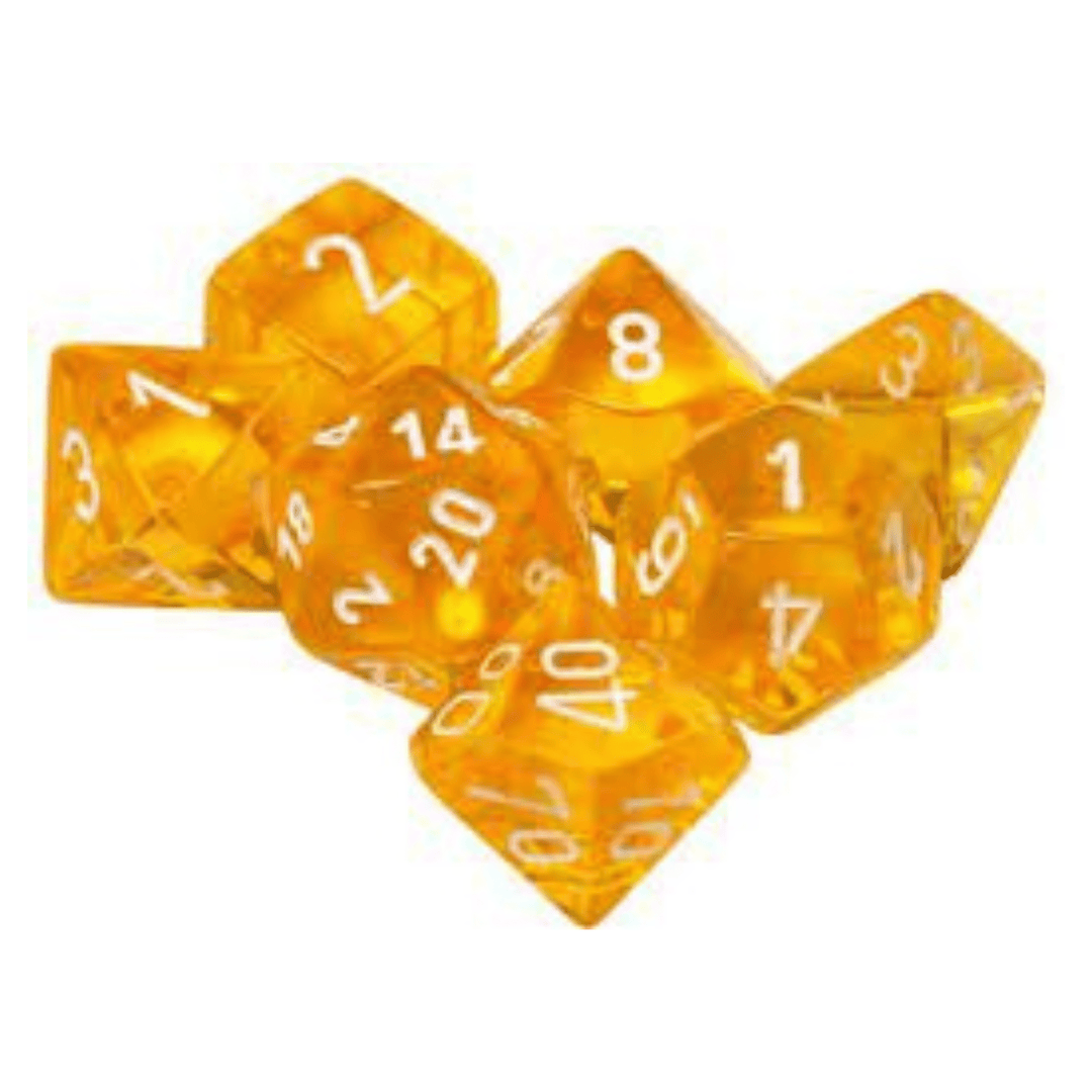 Chessex Translucent: Set of 7 Yellow/White Dice Cartables et portfolios - Dés - Jeux de rôle