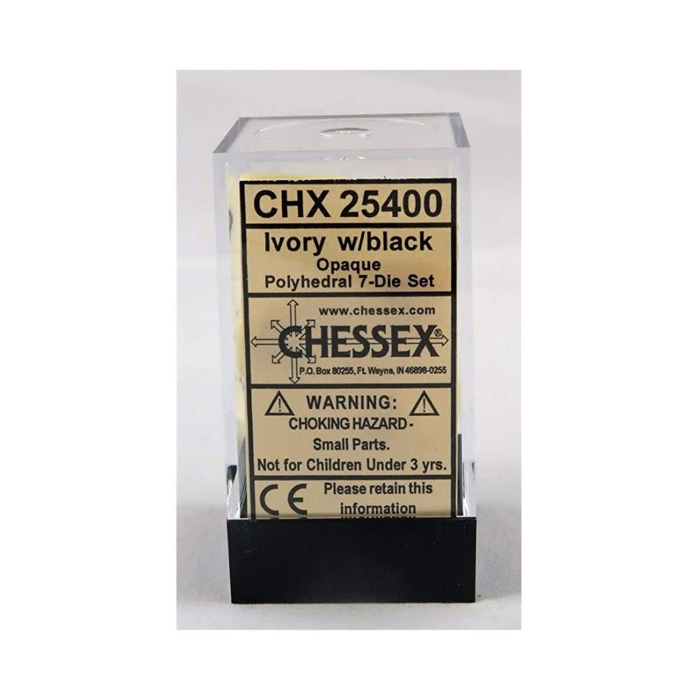 Chessex Opaque: 7pc Ivory / Black - Dés