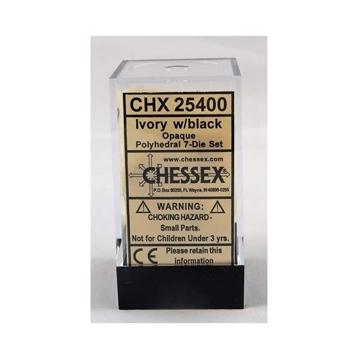 Chessex Opaque: 7pc Ivory / Black - Dés