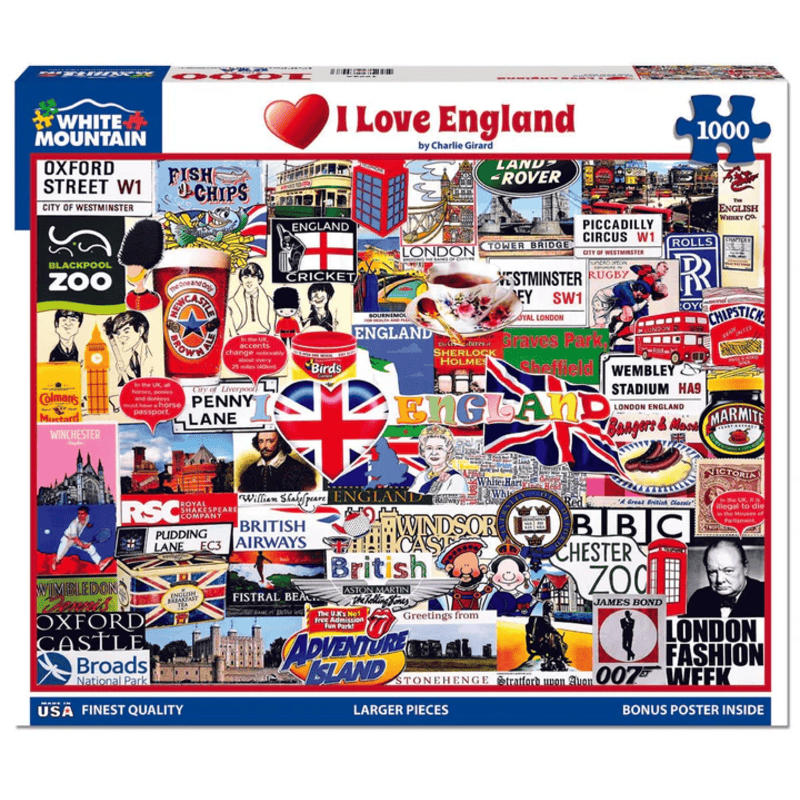 I Love England White Mountain Puzzle