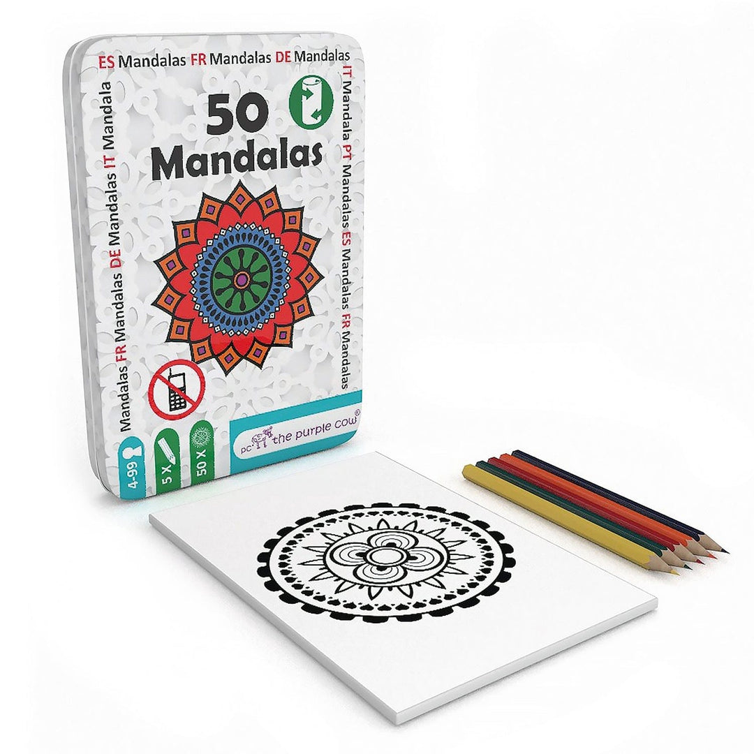 50 Mandalas - Boîte métal - Format voyage PASSE-TEMPS - Cahiers d'activités