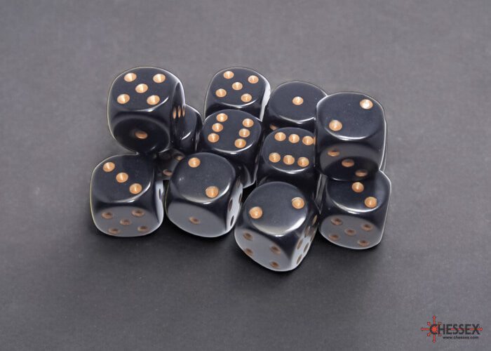 Dés Chessex 12D6 Opaque Noir /Or - Achat en ligne à L'As des jeux