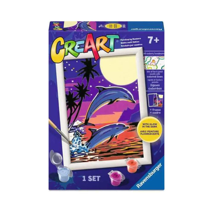 Creart : Aventures de dauphins (12x18 cm): ensemble peinture à numéro