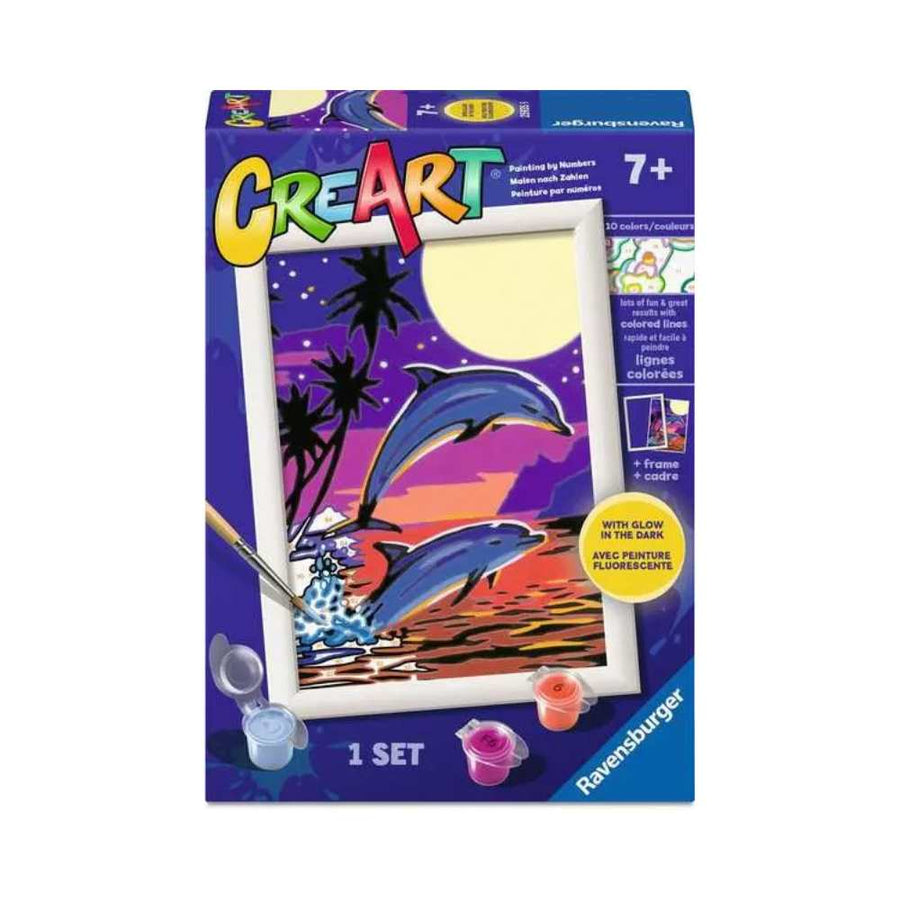 Creart : Aventures de dauphins (12x18 cm): ensemble peinture à numéro