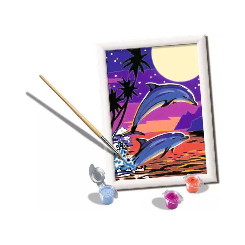 Creart : Aventures de dauphins (12x18 cm): ensemble peinture à numéro
