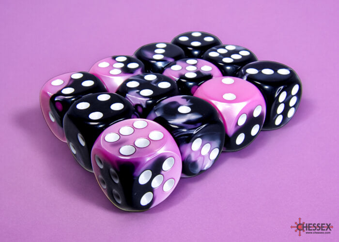 Dés Chessex Gemini 12D6 Noir-RoseBlanc-Achat en ligne L'As des jeux