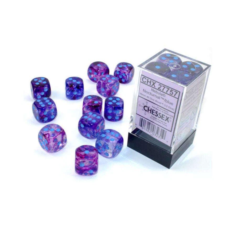 Dés Chessex Nebula: 12D6 Nocturna/Luminaire bleu - Achat en ligne
