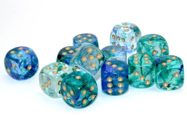 Dés Chessex Nebula: 12D6 Oceanic/Gold Luminary - Achat en ligne