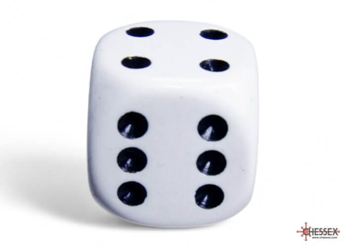 Dés Opaque: 12D6 Blanc / Noir - Achat en ligne