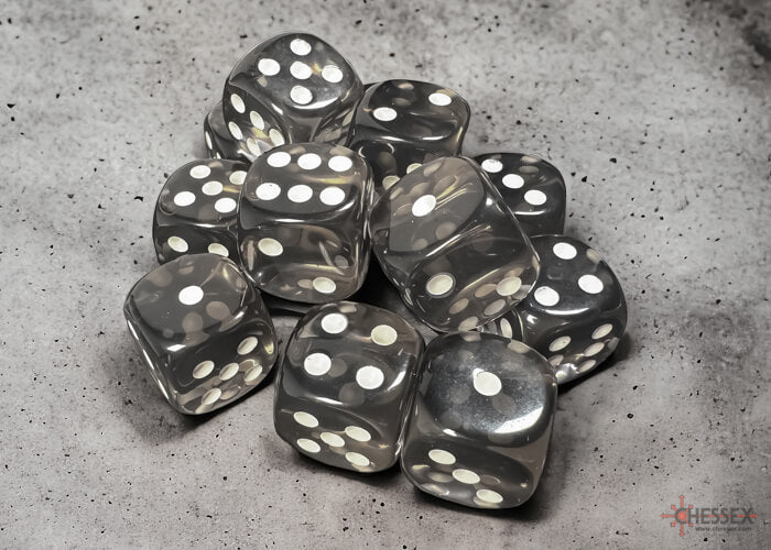 Dés Chessex Translucent: 12D6 fumée/blanc - Achat en ligne Canada