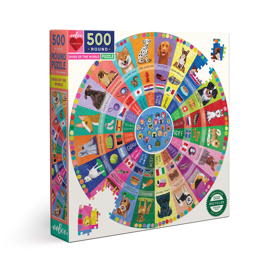 Dogs of the World eeBoo Round puzzle 500 pcs Achat en ligne à L'As des jeux