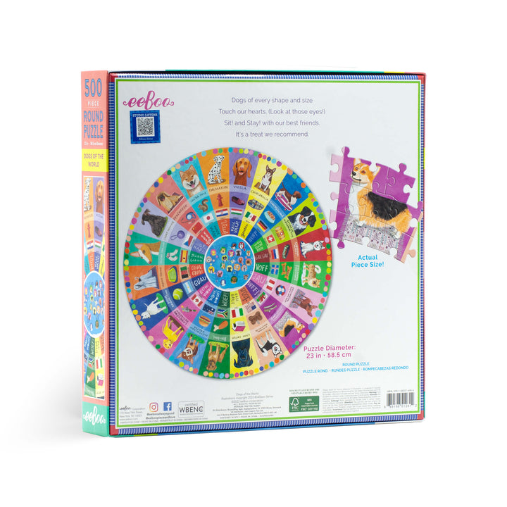 Dogs of the World eeBoo Round puzzle 500 pcs Achat en ligne à L'As des jeux