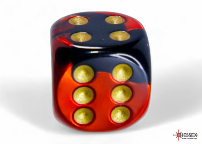Dés Chessex Gemini: 12D6 Black-Red/Gold- Achat en ligne