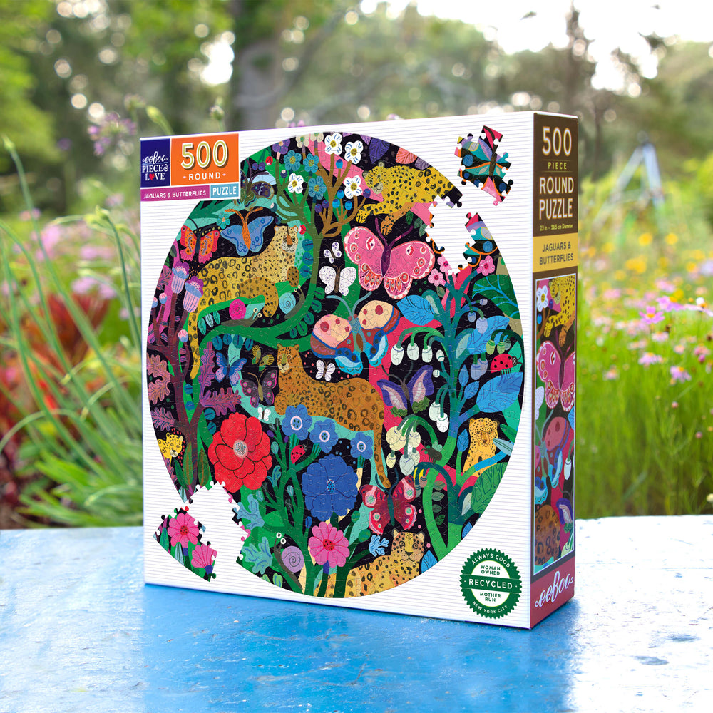 Jaguars and Butterflies eeBoo round puzzle 500 pcs Achat en ligne à L'As des jeux