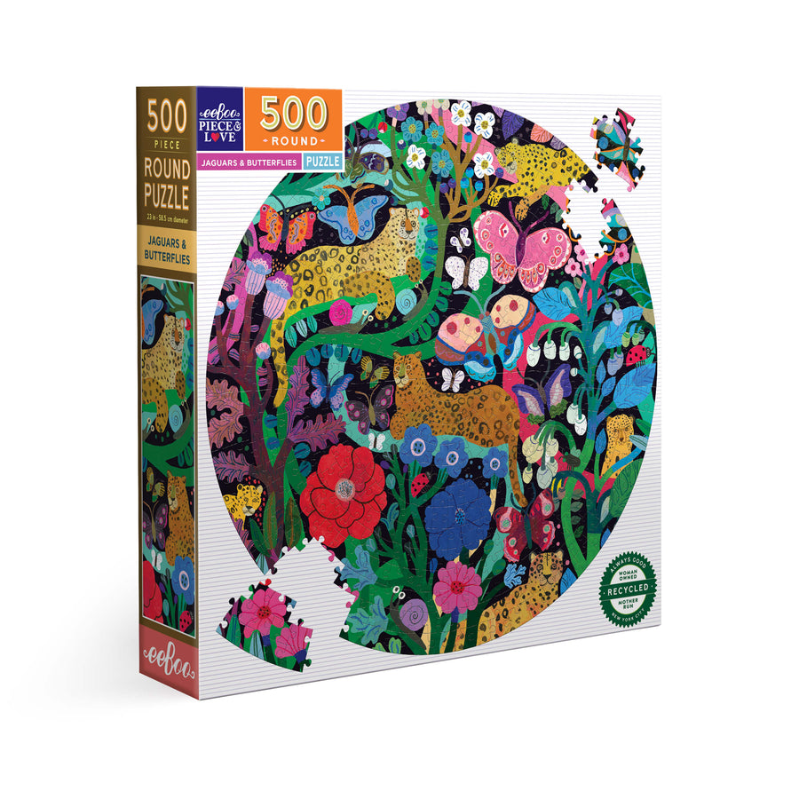 Jaguars and Butterflies eeBoo round puzzle 500 pcs Achat en ligne à L'As des jeux