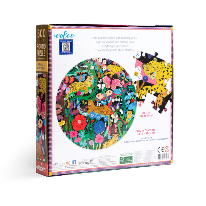 Jaguars and Butterflies eeBoo round puzzle 500 pcs Achat en ligne à L'As des jeux