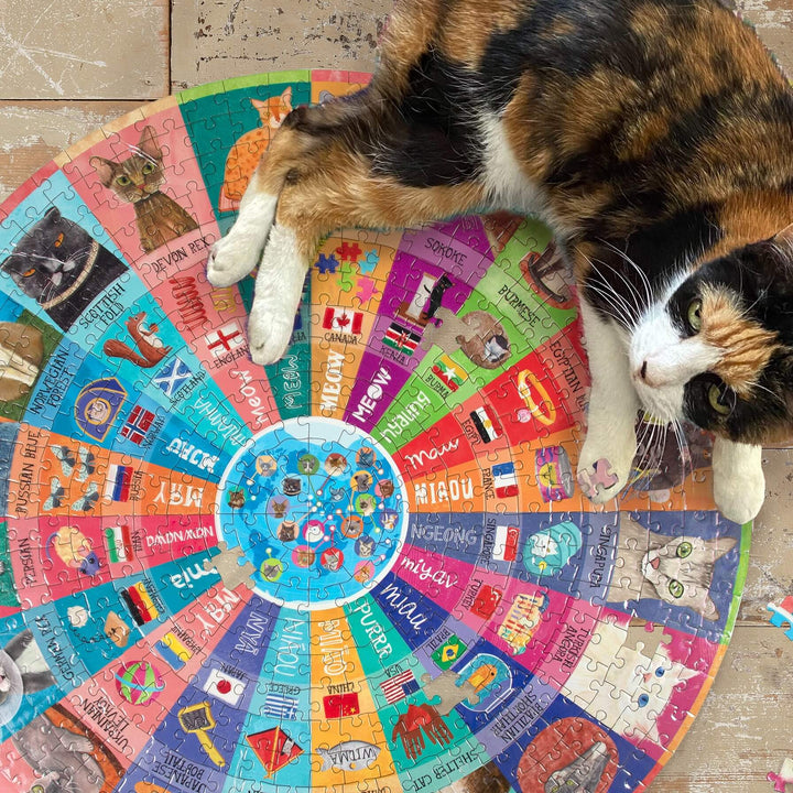 Cats of the World eeboo Round puzzle 500 pcs 