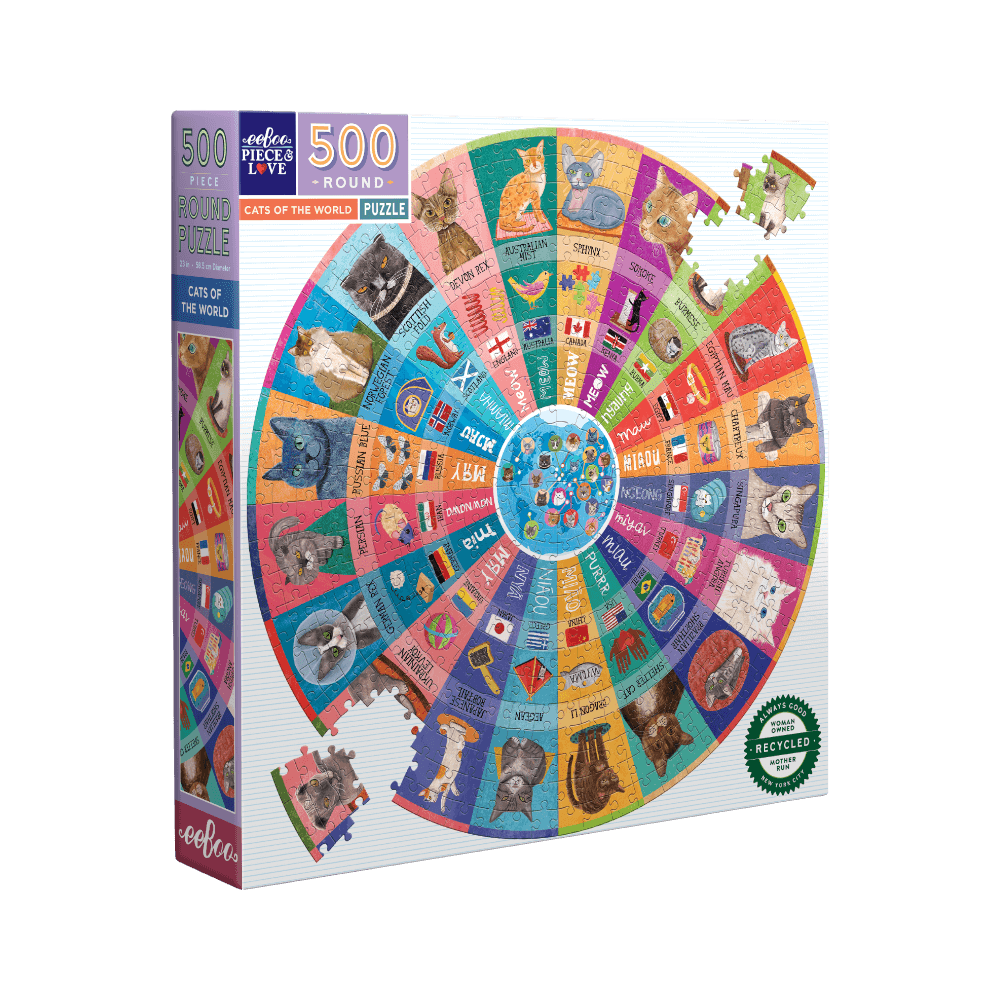 Cats of the World eeboo Round puzzle 500 pcs 