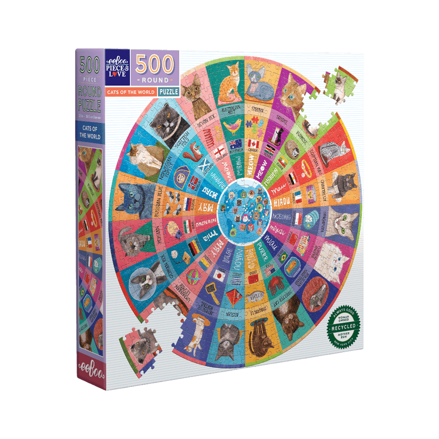 Cats of the World eeboo Round puzzle 500 pcs 