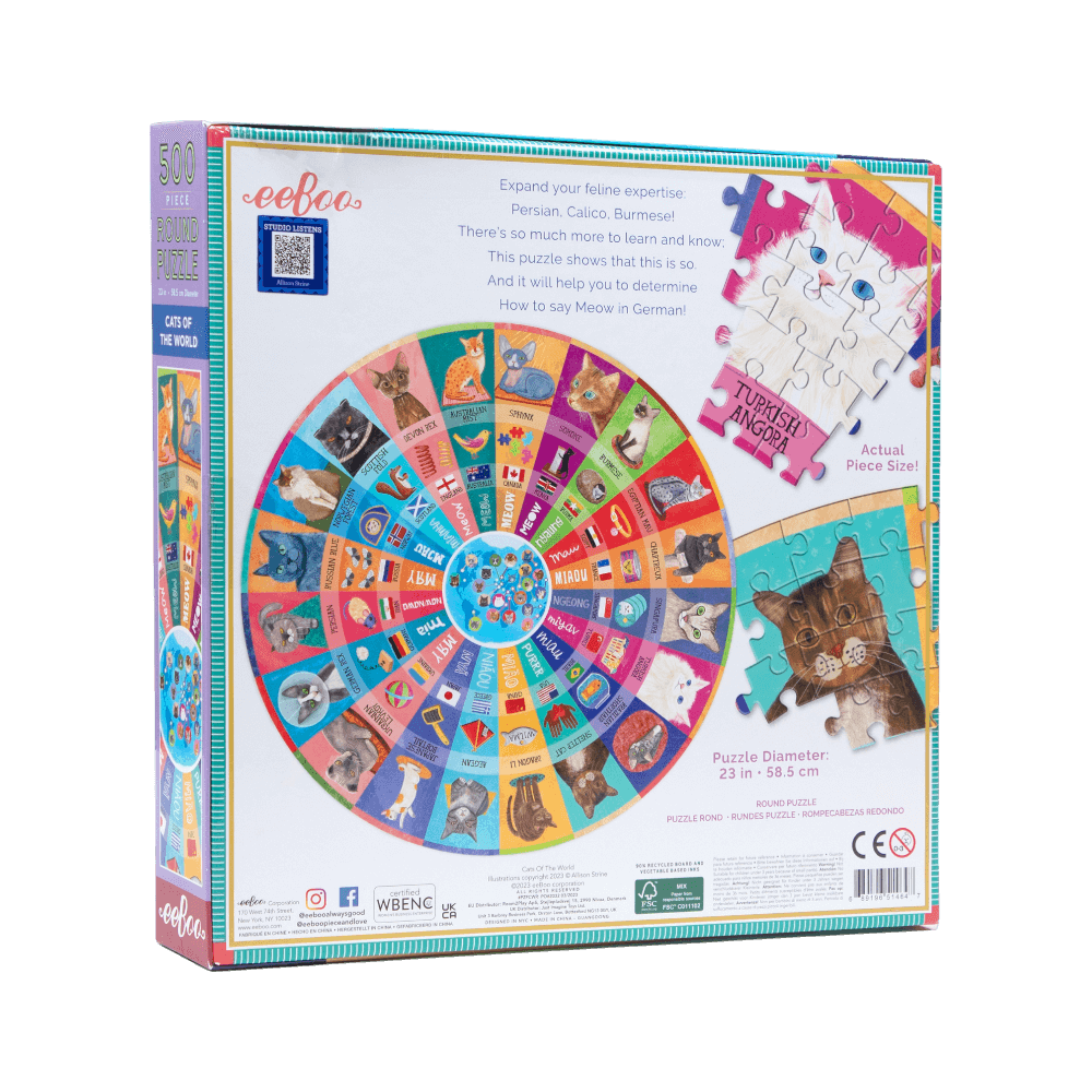 Cats of the World eeboo Round puzzle 500 pcs 