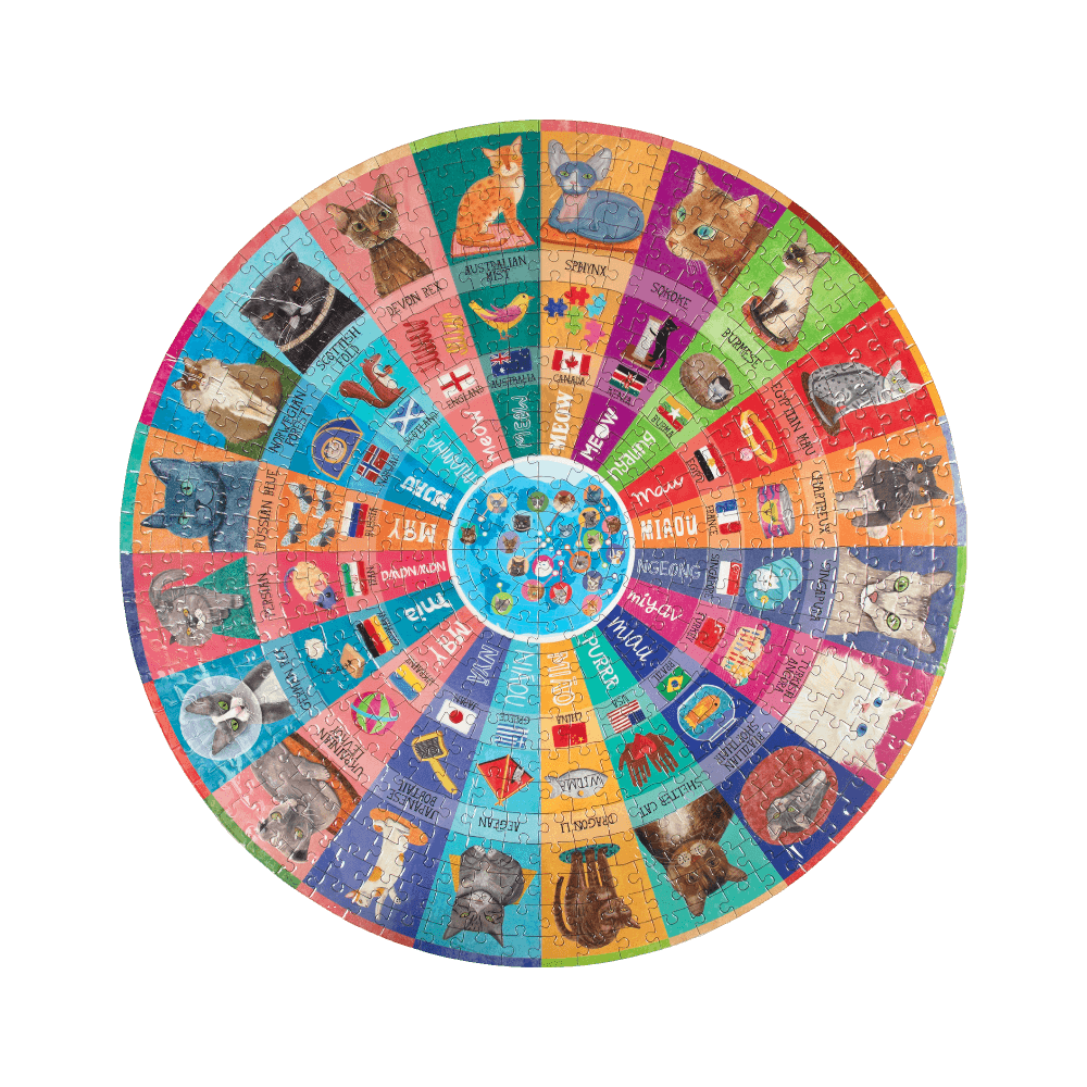 Cats of the World eeboo Round puzzle 500 pcs 